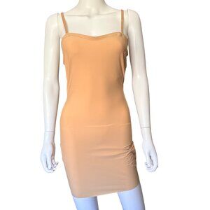 Assets by Spanx Slip Dress Womens L Nude Nylon Adjustable Straps Stretch Bodycon
